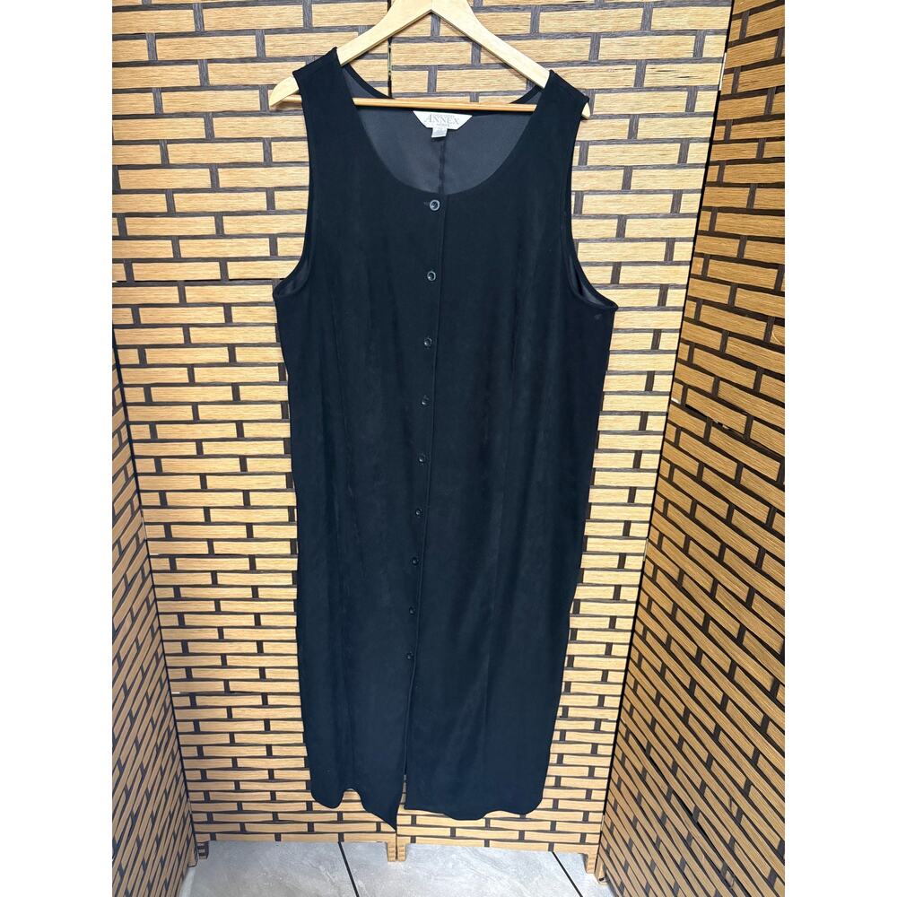 Casual Corner Annex Black Button Front‎ Suede Dress Size 2X